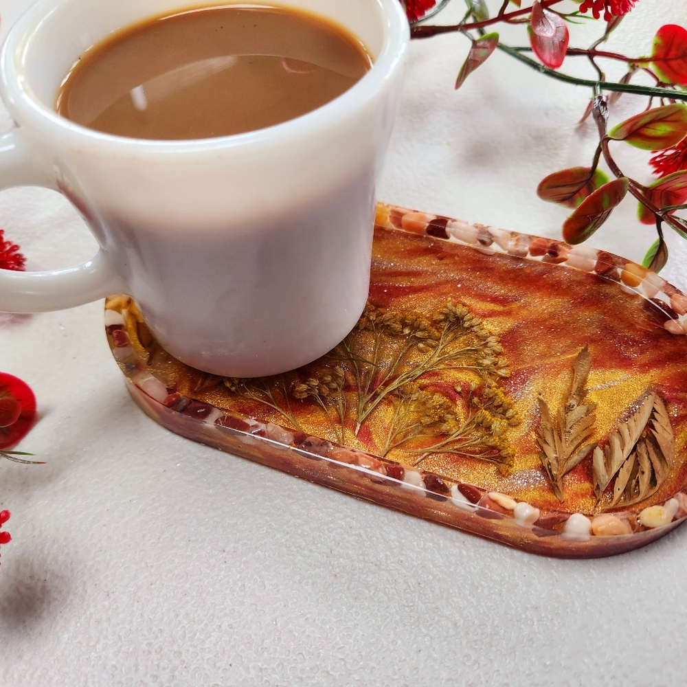 Handmade pressed flower coaster